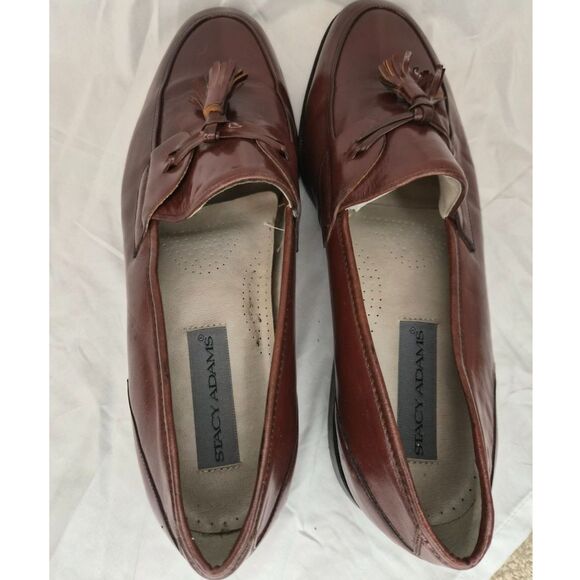 Stacy Adams Brown Leather Tassel Loafers Size 12 Classic Dress Shoes - Picture 6 of 7